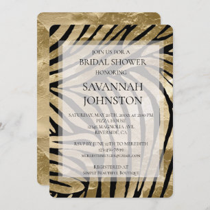 Black Gold Zebra Bridal Shower Invitation