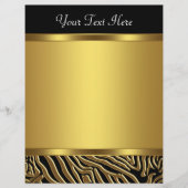 Black Gold Zebra Elegant Black Zebra Letterhead (Front)