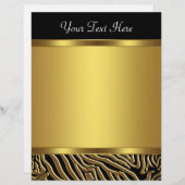 Black Gold Zebra Elegant Black Zebra Letterhead (Front/Back)
