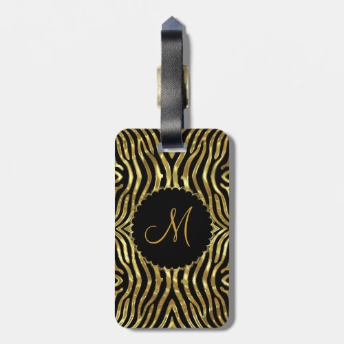 Black  Gold Zebra Pattern Customized Luggage Tag