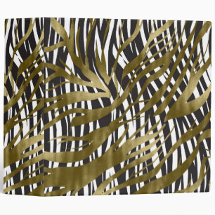 Black & Gold Zebra Print Safari Chic Glamour 3 Ring Binder