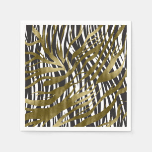 Black & Gold Zebra Print Safari Chic Glamour Napkins