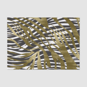 Black & Gold Zebra Print Safari Chic Glamour Tissue Paper