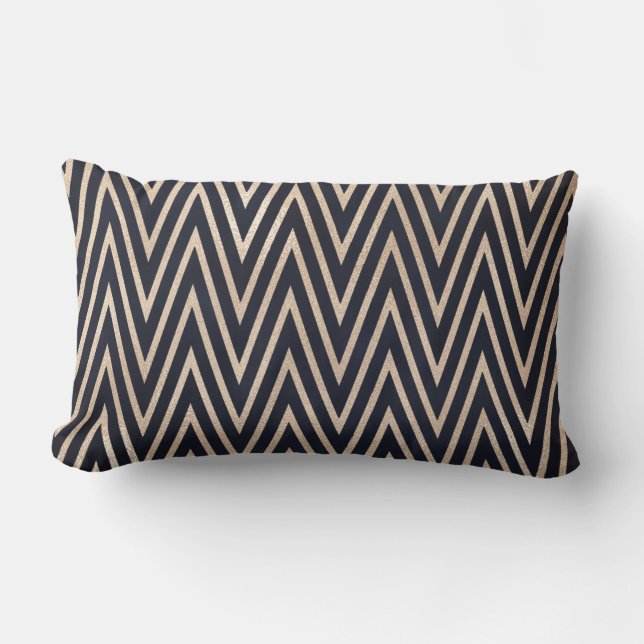 Black/Gold ZigZag Lumbar Pillow (Front)