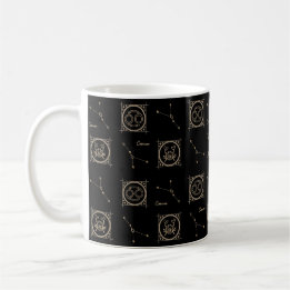 Black & Gold Zodiac Cancer Astrology Star Sign Coffee Mug