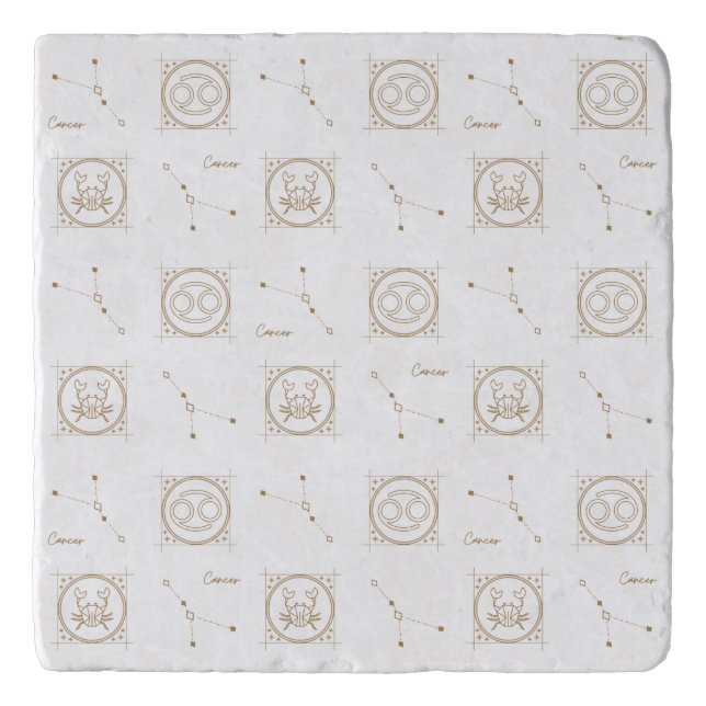 Black & Gold Zodiac Cancer Astrology Star Sign Trivet (Front)