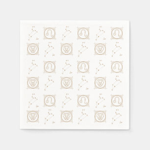 Black & Gold Zodiac Leo Astrology Star Sign Square Napkins