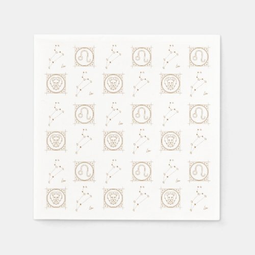 Black  Gold Zodiac Leo Astrology Star Sign Square Napkins