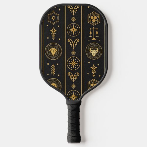 Black Gold Zodiac Sign (1) Pickleball Paddle