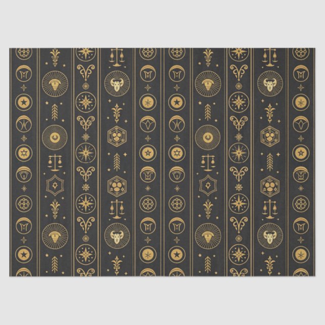 Black Gold Zodiac Sign (1) Tissue Paper (Front)