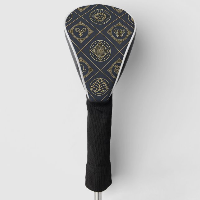 Black Gold Zodiac Sign (2) Golf Head Cover (Front)