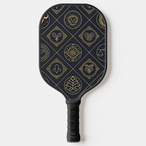Black Gold Zodiac Sign (2) Pickleball Paddle
