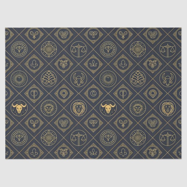 Black Gold Zodiac Sign (2) Tissue Paper (Front)