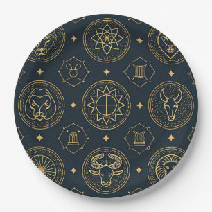 Black Gold Zodiac Sign (3) Paper Plates