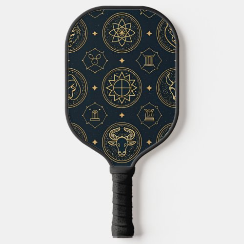 Black Gold Zodiac Sign (3) Pickleball Paddle