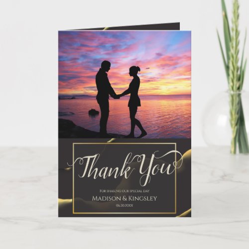 Black Golden Abstract Amazing Thank You Card