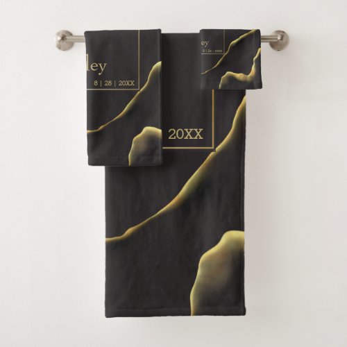 Black Golden Abstract Amazing Wedding Bath Towel Set