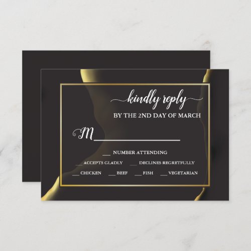 Black Golden Abstract Incredible Budget Wedding  RSVP Card