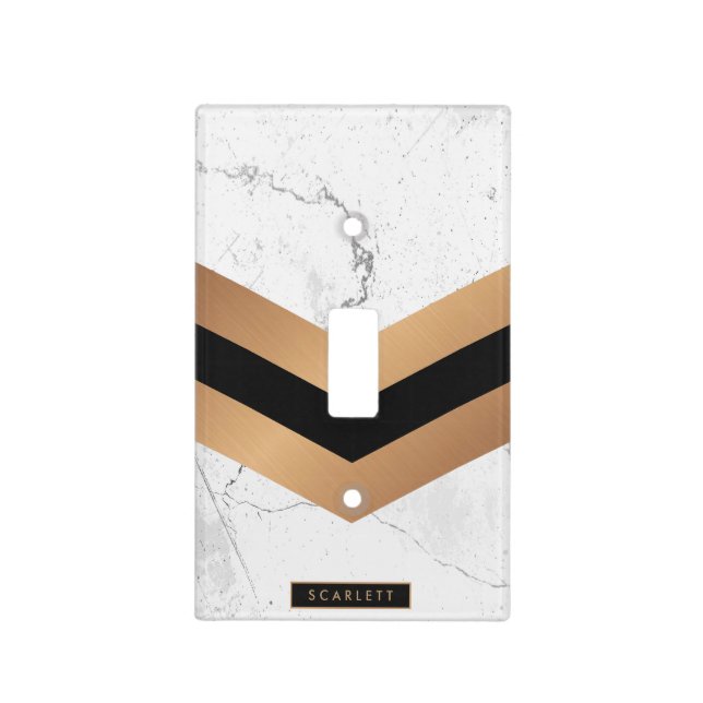Black & Golden Abstract Light Switch Cover (Front)