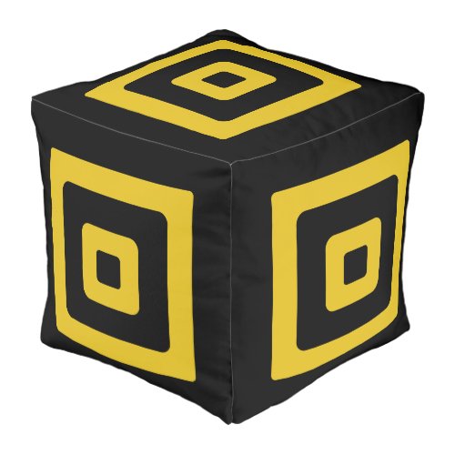 Black  Golden Abstract Squares Pouf