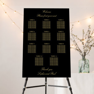 Black Golden Beige 11 Table Seating Chart Foam Board