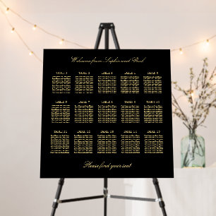 Black Golden Beige 15 Table Seating Chart Foam Board