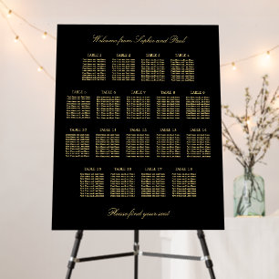 Black Golden Beige 18 Table Seating Chart Foam Board