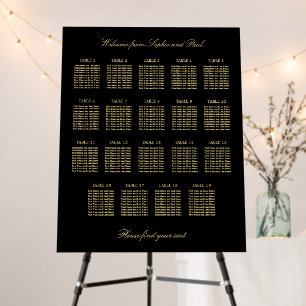 Black Golden Beige 19 Table Seating Chart Foam Board