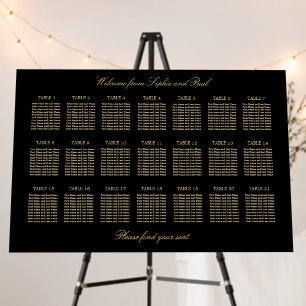 Black Golden Beige 21 Table Seating Chart Foam Board