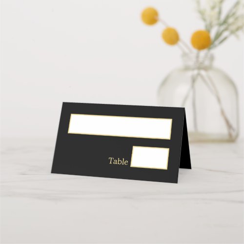 Black Golden Beige Wedding Folded Place Card