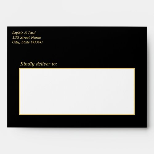 Black Golden Beige Wedding Invitation Envelope