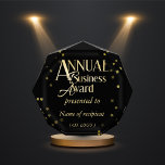 Black Golden Business Staff Award Recognition<br><div class="desc">An achievement recognition award. Replace and insert company logo and name of recipient. This design features a black and stars background with golden text. Suitable for company business anniversary's event.</div>