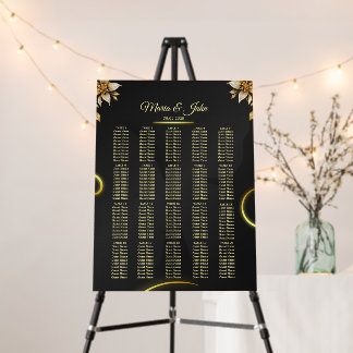 Black Golden butterflies Wedding Seating Chart Foam Board