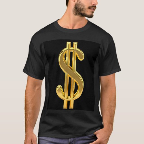 Black Golden Dollar Sign Tshirt