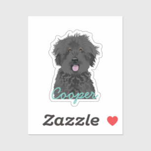 Black Golden Doodle Custom Dog Name Sticker