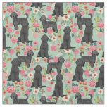 Black Golden Doodle vintage florals mint Fabric
