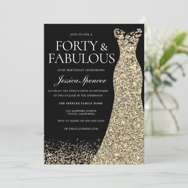 black dress for 40th birthday party Golden Womans Invitation Color:Multi Backless Prom Dress 15+ Las Vegas Bachelorette