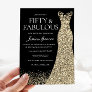 Black Golden Dress Womans 50th Birthday Party Invitation