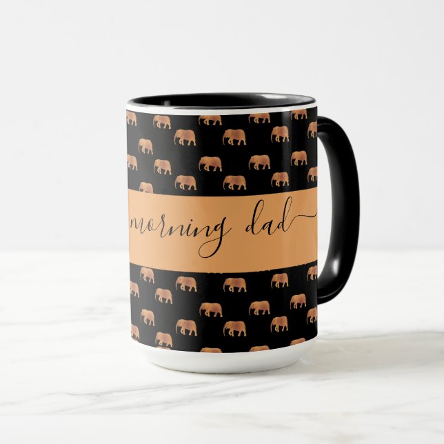 Black Golden Elephants For Dad Ringer 15oz Mug (Front Right)