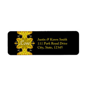 Black & Golden Love Wedding Address Label
