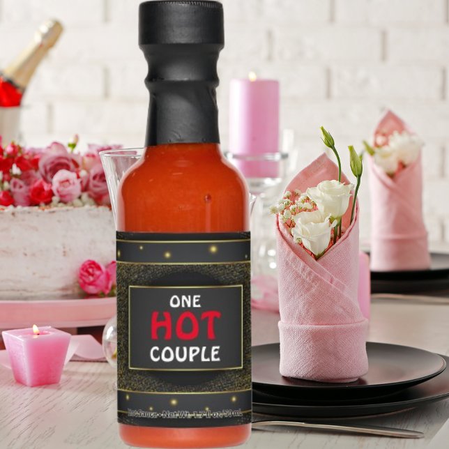 Black Golden Luxury | One Hot Couple Funny Wedding Hot Sauces (Creator Uploaded)