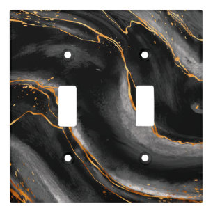Black & Golden Marble Light Switch Cover