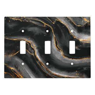 Black & Golden Marble Light Switch Cover