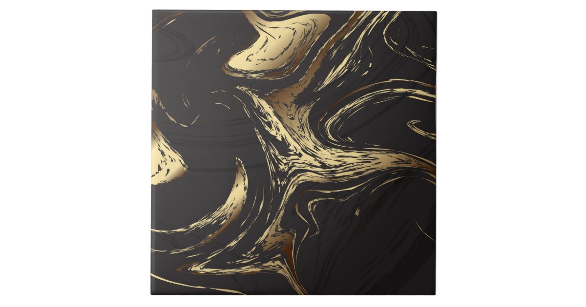 Black golden marble texture ceramic tile | Zazzle