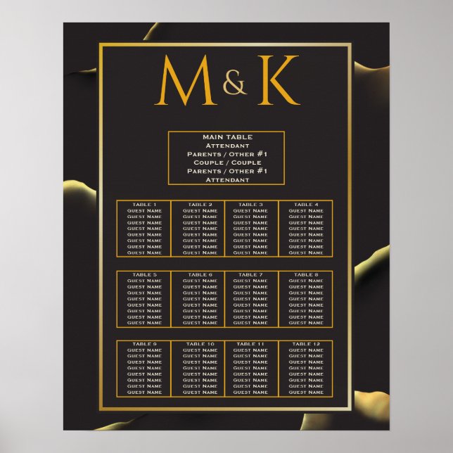 Black & Golden 💡 Modern Abstract Inky Oil Poster