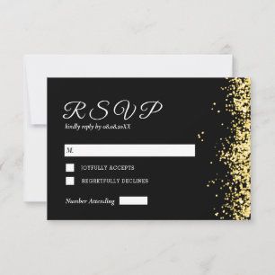 Black Golden Modern Wedding Response Card