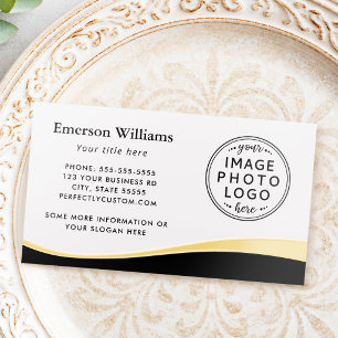 Black golden or silver wave custom logo foil business cards