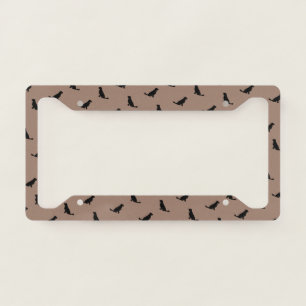 Black Golden Retriever Silhouettes on Khaki Beige License Plate Frame