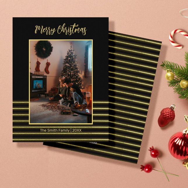Black & golden stripes  holiday card (Creator Uploaded)