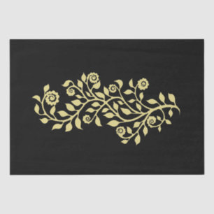 Black & Golden Swirly Floral Ornament Nice Simple Tissue Paper